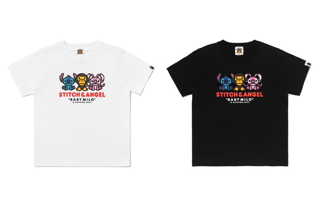 BAPE® X DISNEY STITCH AND ANGEL BABY MILO® TEE COLOR: WHITE, BLACK ￥8,800- (税込)【BAPE® × STITCH】