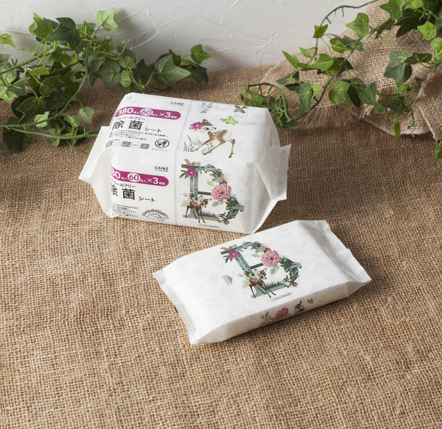 <バンビ>アルコールフリー 除菌シート 60枚×3個組