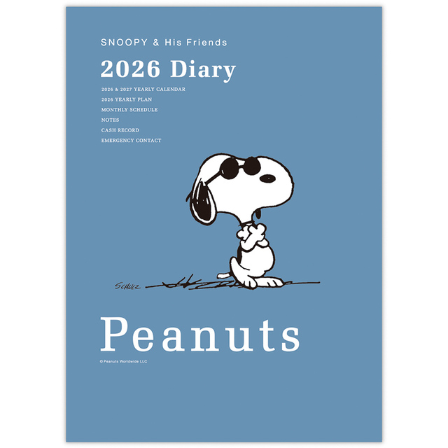 【PEANUTS 2026カレンダー＆ダイアリー】A5ダイアリー（4柄）：各1,430円（税込）／A6ダイアリー（4柄）：各990円（税込）