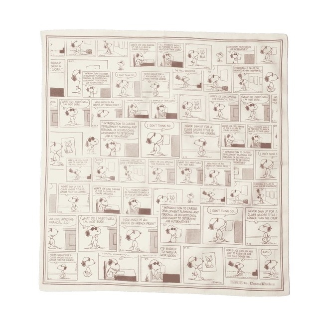 【コスメキッチン×PEANUTS「＜JOE COOL＞ ハンカチ/バンダナ [コミック]50cm×50cm」￥1,650】JOE COOLが登場するコミックのデザイン