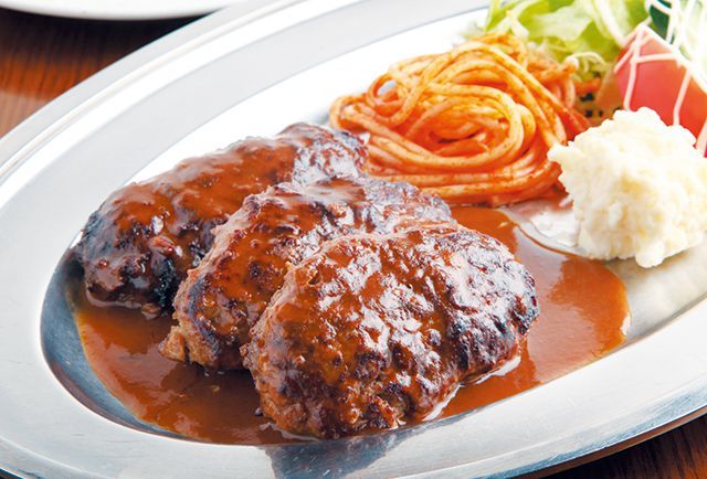 関西ハンバーグの名店／浪花亭（宿院）　トリプルハンバーグ  950円