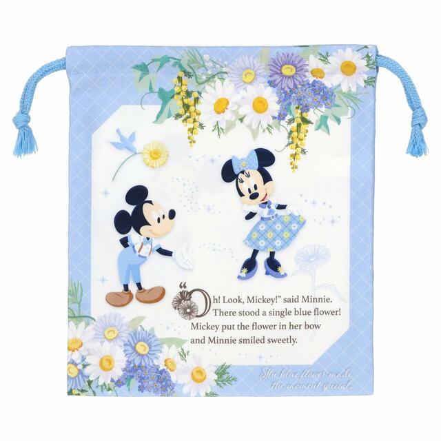 きんちゃく 850円｜サイズ：縦約23×横約20cm｜東京ディズニーリゾート「Disney Blue Ever After」グッズ｜発売日：2023年5月25日（木）｜販売店舗：東京ディズニーランド「ディズニー＆カンパニー」、東京ディズニーシー「ベッラ・ミンニ・コレクション」