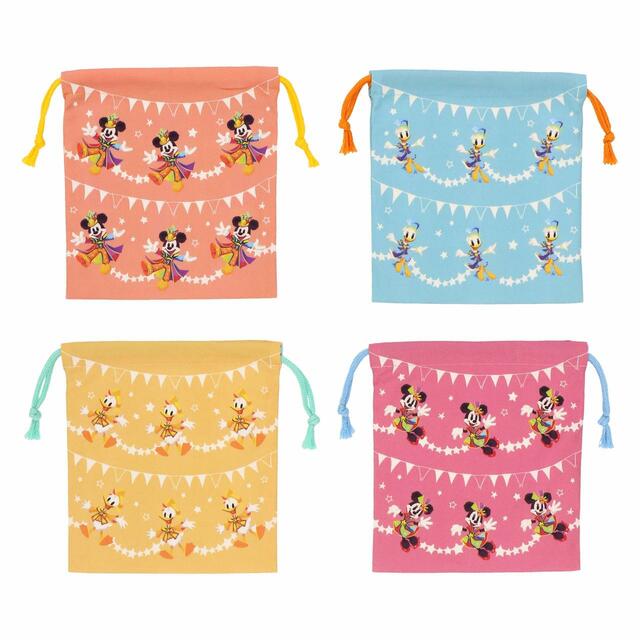 きんちゃくセット 2,500円｜サイズ：縦約17×横約16cm、4枚セット｜東京ディズニーリゾート40周年“ドリームゴーラウンド”スペシャルグッズ｜発売日：2023年4月10日（月）｜販売店舗：東京ディズニーランド「グランドエンポーリアム」、東京ディズニーシー「エンポーリオ」