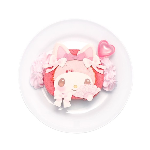 【サンリオピューロランド「fuwafuwa♡いちごロールケーキ」880円】マイメロディをモチーフにしたロールケーキ