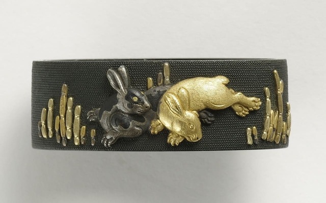 【いきもののかたちー一橋徳川家資料のどうぶつたちー】「木賊に兎図縁」当館蔵（一橋徳川家記念室）