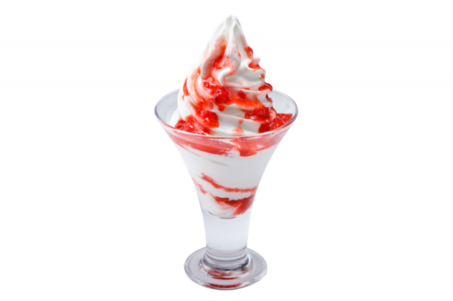 北海道ソフトクリーム（イチゴソース）