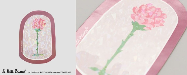 【ROKKAKU×星の王子さま】「ステッカー」550円／バラ (商品サイズ：約W48.4×H69.7mm)