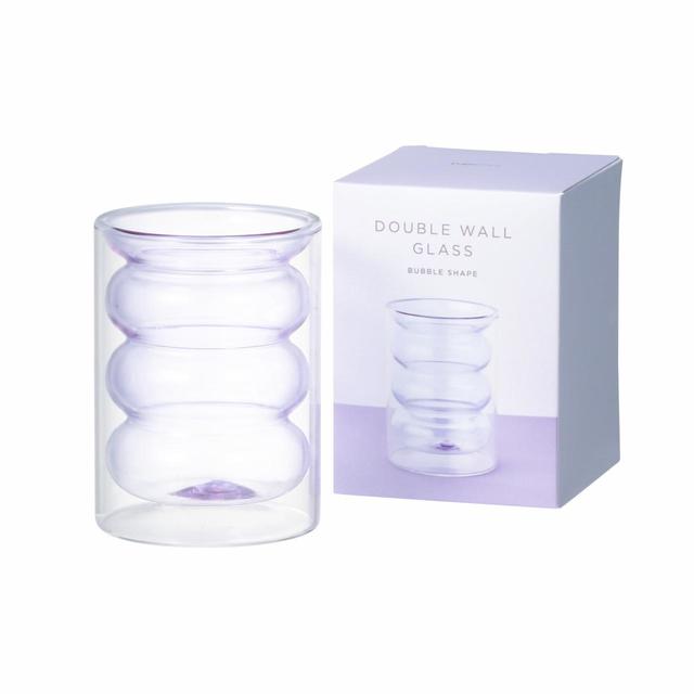 「バブル ダブルウォールグラス」 パープル「バブル ダブルウォールグラス」 グリーン：1,400円（税込）