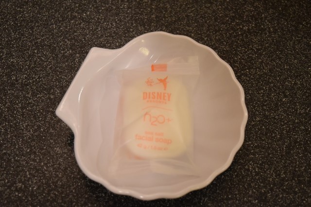 貝殻の受け皿にはH2Oの石鹸が