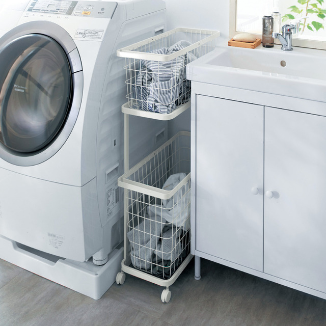 【山崎実業 tower×ベルメゾン】ランドリーワゴン スリム&ワイド