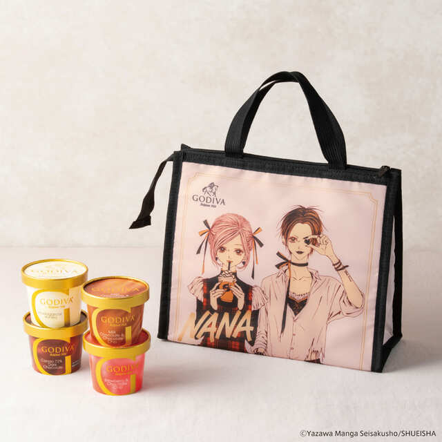 【ゴディバ×NANAコレクション】「ゴディバ×NANA カップアイスクリーム 保冷バッグセット」店頭 2,700円、オンラインショップ(送料込み)3,564円(いずれも税込み)