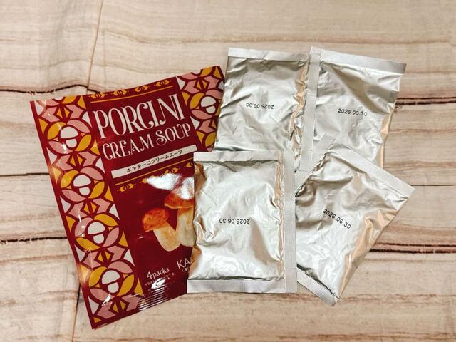 【カルディ ウィンターバッグ／ポルチーニクリームスープ】4袋入りでたっぷり楽しめます♪