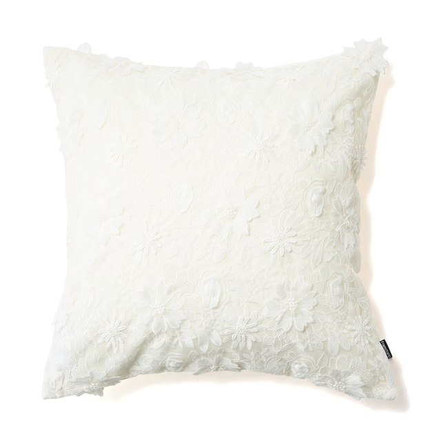 フラワーレース -021  クッションカバー ホワイト