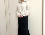 【ファッションセンターしまむら フェザーハーフジップPO】スカートやパンツにインしたい場合も、生地が厚すぎないから入れやすい