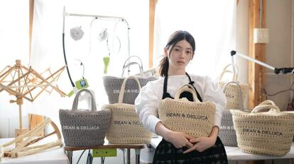 DEAN & DELUCA Beamsクロッシェバスケットバッグ S ナチュラル