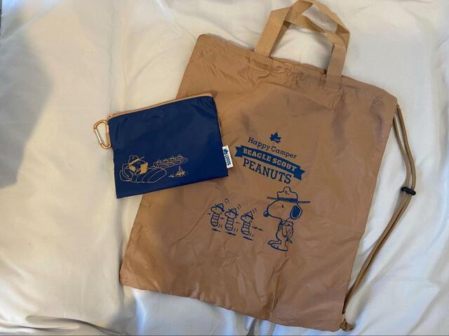 【リンネル 2023年5月号増刊：付録 スヌーピー×ロゴス 2wayエコバッグ＆カラビナ付きポーチ】セットでも、別々でも使える便利アイテム