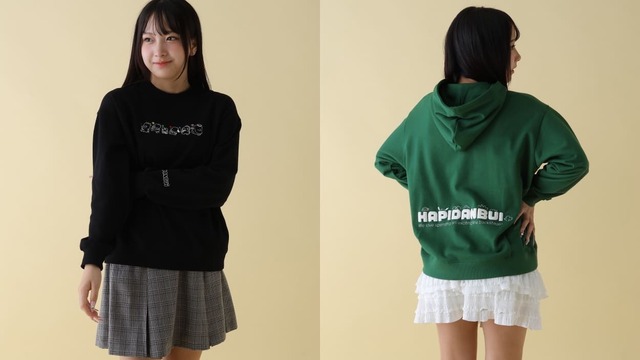 【サンリオキャラクターズ×and ST／AND YUA ANY】【はぴだんぶい】グラフィックスウェット/AND YUA ANY 全2種 3,490円、【はぴだんぶい】グラフィックパーカー/AND YUA ANY 全2種 3,990円