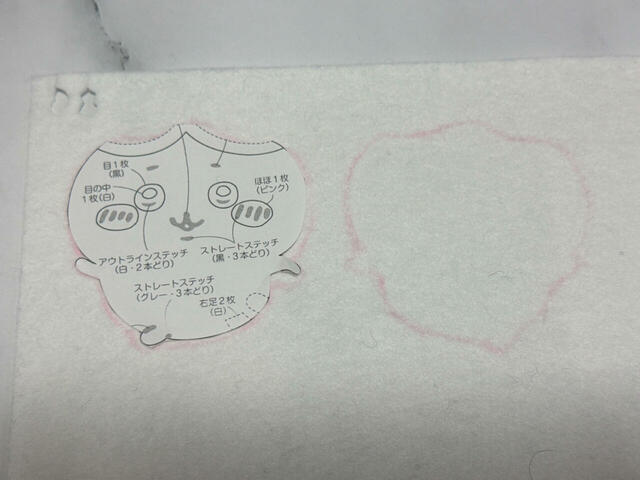 コピーした型紙を置いてカットしていきます