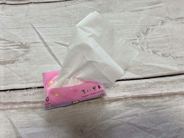 ティッシュペーパーは白い無地。水に流せるのもうれしいポイント！