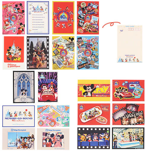 ポストカードセット 5,000円｜サイズ：（缶）縦約16×横約11×高さ約2.6cm（ポストカード）縦約15×横約10cm、20枚セット｜東京ディズニーリゾート40周年“ドリームゴーラウンド”「MEMORY-GO-ROUND」グッズ｜発売日：2023年6月13日（月）｜販売店舗：東京ディズニーランド「グランドエンポーリアム」、東京ディズニーシー「エンポーリオ」
