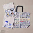 【PEANUTS×Afternoon Tea】Tシャツ 各￥4,950、ビッグバッグ ￥6,050／ビンテージデザインのバッグやTシャツは特別感も◎