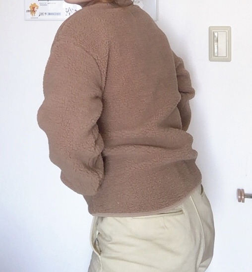 【無印良品】ストレッチボアフリースジャケット／やわらかな印象のスモーキーアプリコット