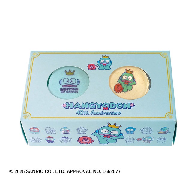 【不二家「Smile Switch Festa 2025 in GINZA」】「ハンギョドン40thマカロン（2個入）」864円／ハンギョドン40周年を記念したアイテムも特別販売！