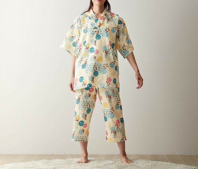 日本の夏に最適!レディースダブルガーゼかぶり甚平パジャマ|¥4,490 (税込)