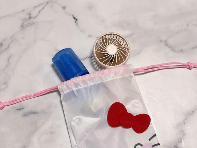 日焼け止めとハンディファンを収納してみました