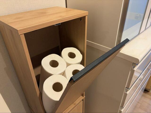 【アイリスオーヤマ ウッドペールストッカー】普通の収納として、ストック用のキッチンペーパーなどを入れるのも良さそう！