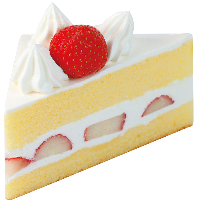 「オリジナル三角ショートケーキ」＜価格：734円（税込）＞【「不二家 銀座」が西武池袋本店にオープン！ふわふわブッセ生地にペコちゃんの焼印が可愛い「ポケットショートケーキ」販売！】