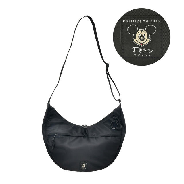 ミッキー ショルダーバッグ カラビナ付き ハーフムーン ブラック パラコード Casual Bag 4,000円