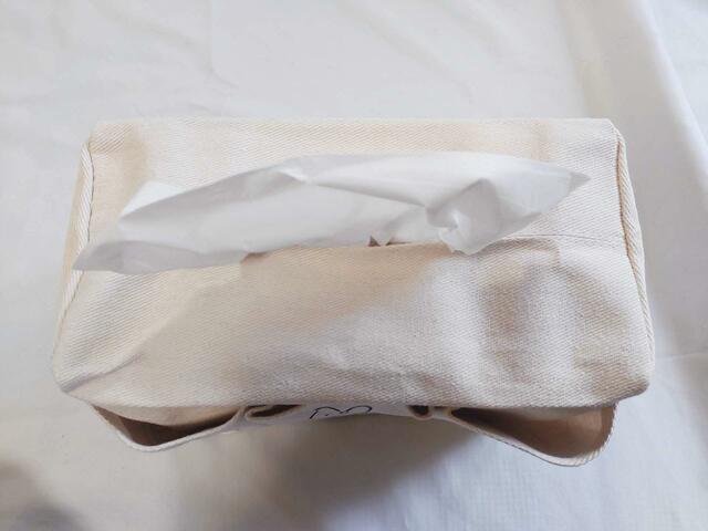 上部の口から、ティッシュを出して使用する（上から見た状態）