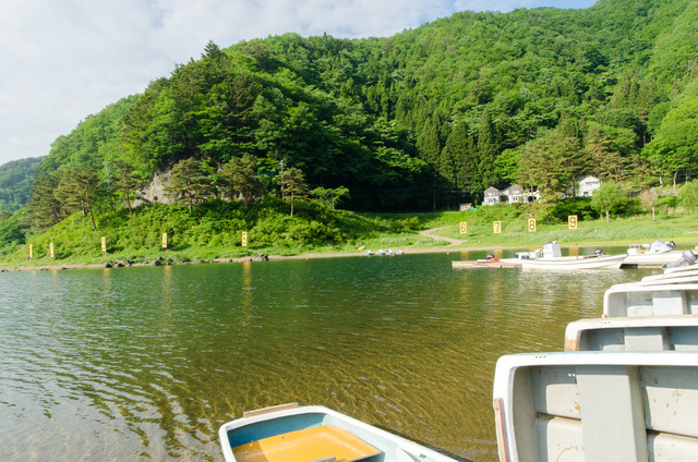 「精進湖キャンピングコテージ」テントサイトからの景色