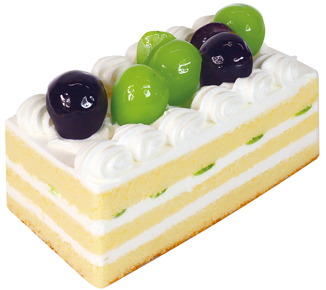 「アニバーサリーバトンケーキ（シャインマスカット＆ナガノパープル）」＜価格：2,160円（税込）＞【「不二家 銀座」が西武池袋本店にオープン！ふわふわブッセ生地にペコちゃんの焼印が可愛い「ポケットショートケーキ」販売！】