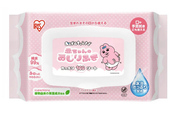 【アイリスオーヤマ×おぱんちゅうさぎ】赤ちゃんのおしりふき/水分たっぷりの厚手シート100枚入り。おしりを出しているおぱんちゅうさぎもキュート♪