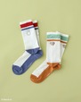 【Green Parks×ミッフィー】「Miffy/配色ラインソックス」カラー：Orange/Blue　￥1,790