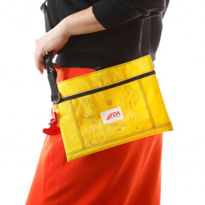 【ふるさと納税】航空ライフベストアップサイクル『FDA ライフベストサコッシュ』着用イメージ