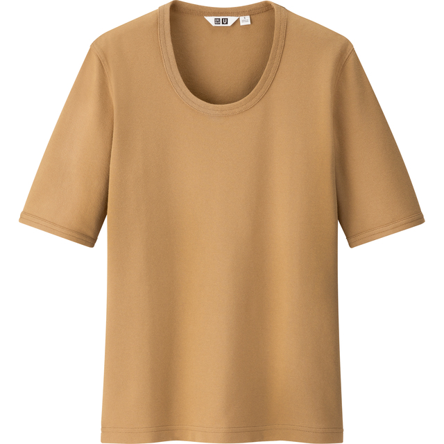 フィットクルーネックT（半袖）ブラウン