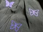【ANNA SUI mini 2wayクロワッサンバッグ】濃い紫と薄い紫の刺繍と立体の蝶