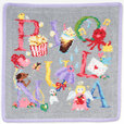【フェイラー×ピオヌンナル「PIOFUL」】ハンカチ　各￥2,970(税込)　約25×25cm／ライトグレー×ペールパープル
