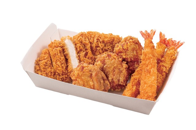 <とんから亭>おかずセット(ロースかつ・から揚げもも3個・海老フライ3本)