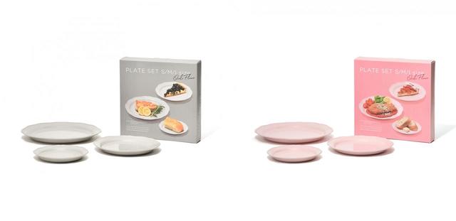 フルール プレートセット（グレー／ピンク）