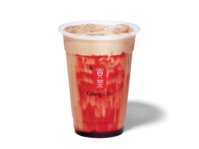 【ゴンチャ】「レッドアップル ソース」をトッピングしたミルクティー(イメージ)