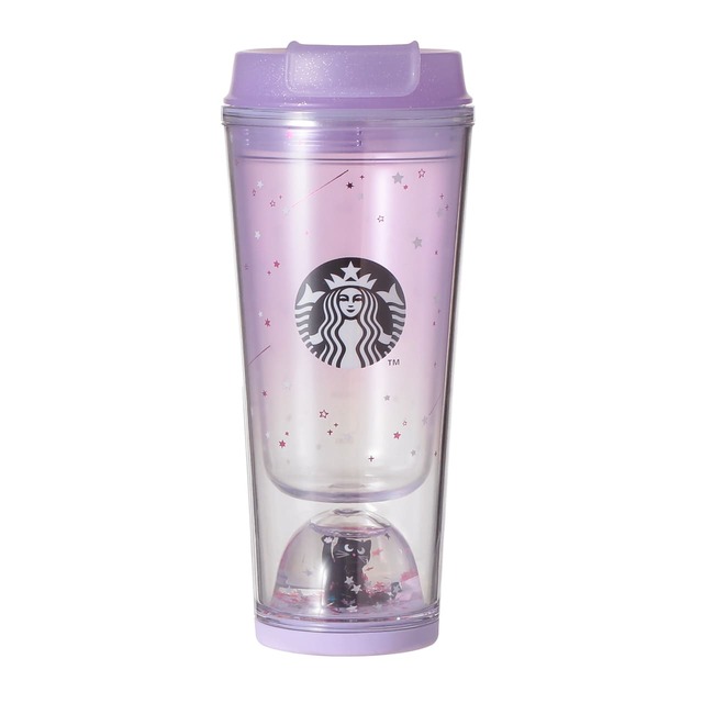 【スターバックス 2026ハロウィン】ハロウィン2026スノードームタンブラーキャットグローインザダーク355ml　3,400円（税込み）／ドームの中の黒猫が可愛らしいスノードームタンブラー