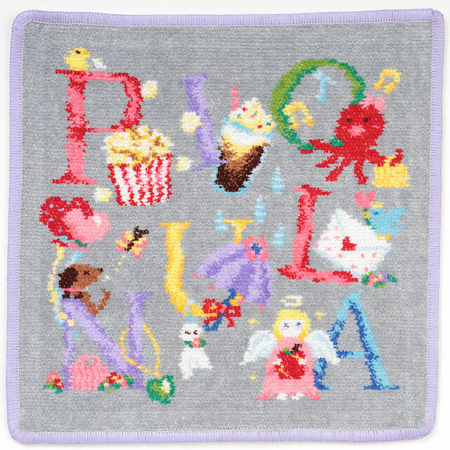 【フェイラー×ピオヌンナル「PIOFUL」】ハンカチ 各¥2,970(税込) 約25×25cm/ライトグレー×ペールパープル