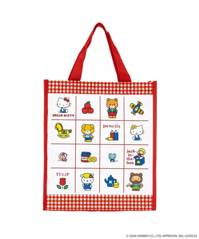 【3COINS×ハローキティコラボアイテム人気ランキング 8位】「HELLO KITTY ショッピングバッグ」レッド 330円(税込)