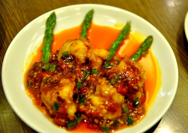 京華樓「激辛コース」／剁椒大蝦球（大海老の唐辛子炒め）