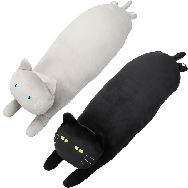 【ニトリ デコホーム】「モチモチクッション（キャット2）」グレー/ブラック 各￥1,990（サイズ:幅28×奥行73×高さ15cm）