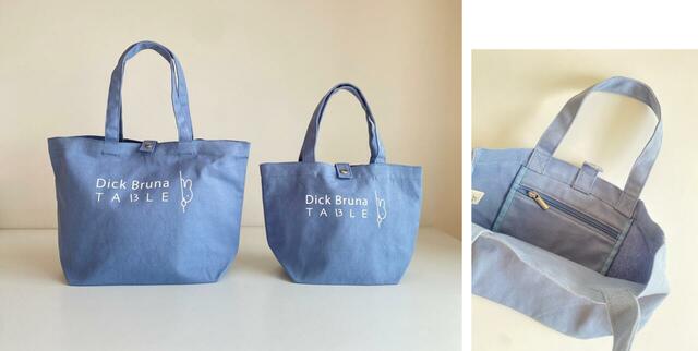 ロゴ帆布トートバッグ　Mサイズ　新色ブルー　1個　¥3,630（税込）、Sサイズ　新色ブルー　1個　¥3,080（税込）